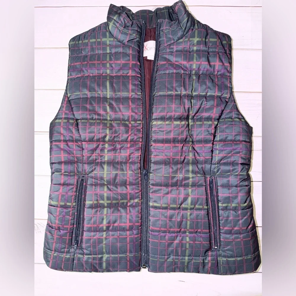 Ann Taylor LOFT Plaid Puffer Vest Small Quilted Zip Up Fall Winter Size Small - Picture 1 of 6
